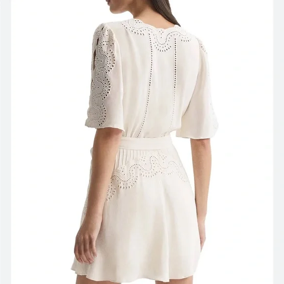 REISS RHEA BRODERIE SLEEVE FLOPPY MINI DRESS LACE 6 NEW WITH TAGS - Picture 4 of 6
